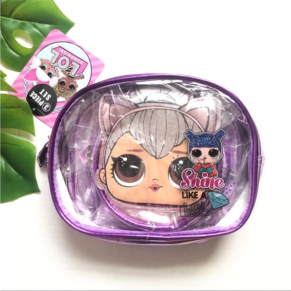 3 Piece Pouch Make-up Bag Coin Purse Set Travel LOL Surprise NEW - Picture 1 of 9